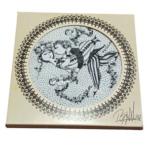 VINTAGE! BJORN WIINBLAD NYMOLLE Black 12 Month Calendar March "VICTOIRE" Plaque